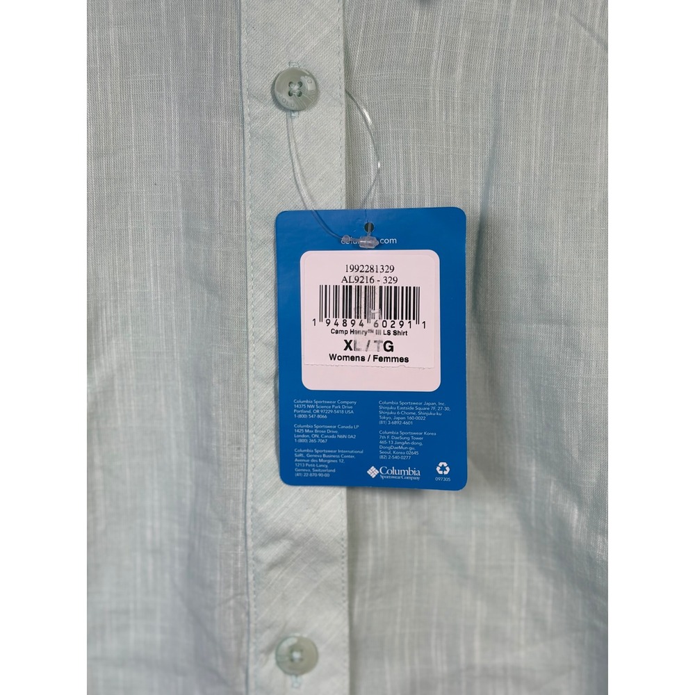 Columbia Camp Henry III Shirt Womens XL Mint Green New Long Sleeve AL9216-329 - Picture 3 of 6